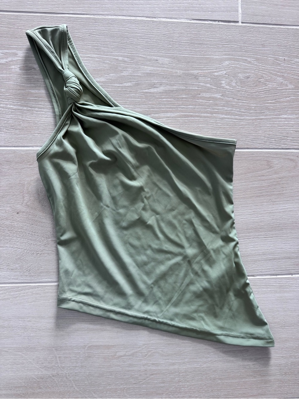 Edikted Sage Green One-Shoulder Crop Top
